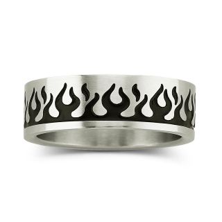 Mens Flame Band Stainless Steel