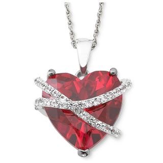 Lab Created Ruby & Sapphire Wrapped Heart Pendant Sterling Silver, Womens