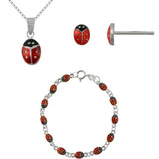 Girls Sterling Silver Ladybug 3 pc. Jewelry Set, Girls