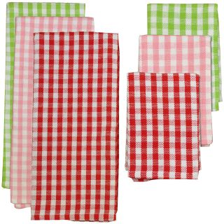 Cherry Check 6 pc. Dish Towel and Dishcloth Set