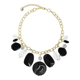 ROX by Alexa Black Multi Gemstone Frontal Necklace, Womens