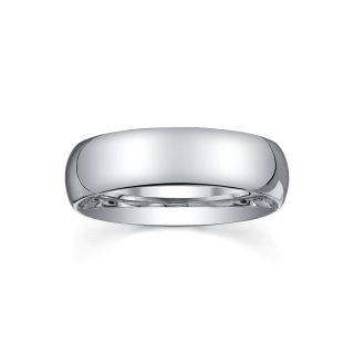 6mm Silver Domed Mens Wedding Ring, White
