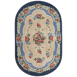 Rosewood Washable Oval Rugs, Blue