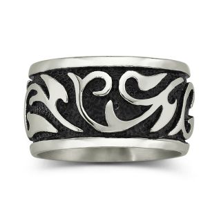 Mens Swirl Band Stainless Steel