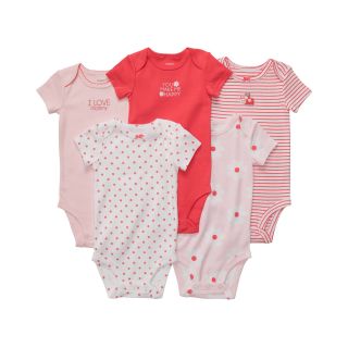 Carters 5 pk. Poppy Bodysuits   Girls newborn 24m, Pink, Pink, Girls