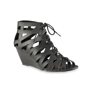 CALL IT SPRING Call it Spring Talao Lace Up Wedge Sandals, Black, Womens