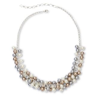 Vieste Silver Tone Pearlized Glass Bead Shaky Necklace