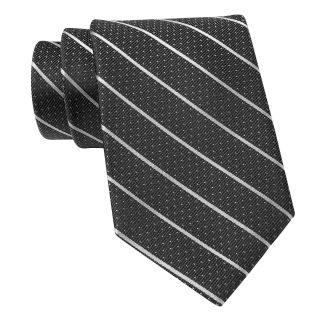 CLAIBORNE Pin Dot Stripe Silk Tie, Black, Mens