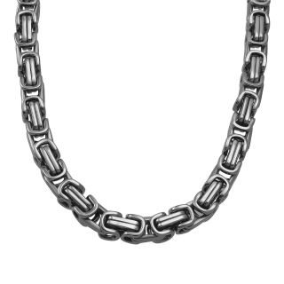 Mens Stainless Steel Square Byzantine Chain, White