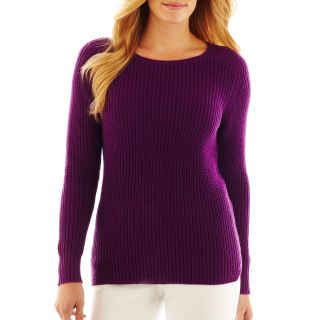 LIZ CLAIBORNE Long Sleeve Marled High Low Sweater, Purple, Womens