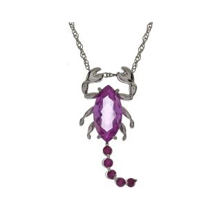 Lab Created Pink Sapphire & Ruby Scorpion Pendant, White, Womens