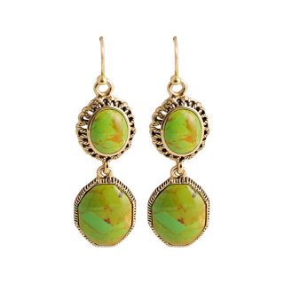 Art Smith by BARSE Green Turquoise Double Drop Earrings, Womens