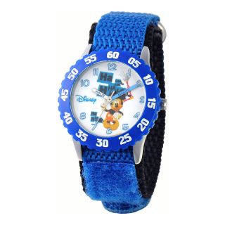 Disney Mickey Mouse Time Teacher Kids Stainless Steel Blue Strap Watch, Boys