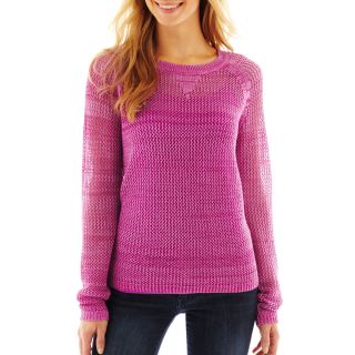 A.N.A Crewneck Open Stitch Sweater, Pink, Womens