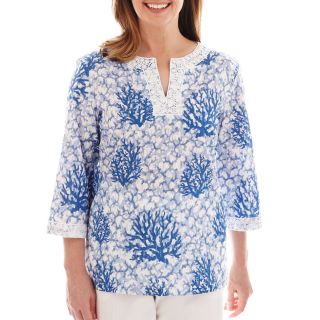 Alfred Dunner Shore Thing Coral Reef Print Tunic Top, Chambry