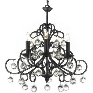 Gallery Versailles 5 Light Wrought Iron Chandelier with Crystal Balls