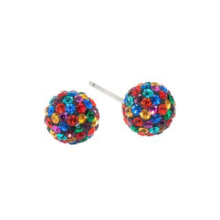 Bridge Jewelry Sterling Silver Multicolor Crystal Ball Stud Earrings