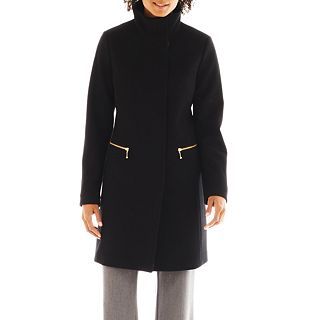 Worthington Zip Wool Coat   Talls, Black, Womens