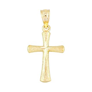 14K Yellow Gold Diamond Cut Mini Cross Charm