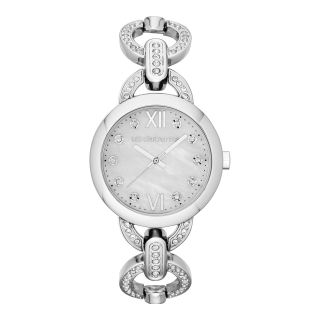LIZ CLAIBORNE Womens Silver Tone & Crystal Bracelet Watch