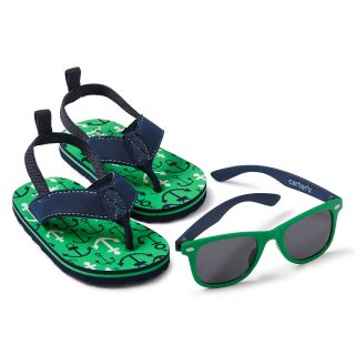 Carters Anchor Sandals and Sunglasses Set, Green, Boys