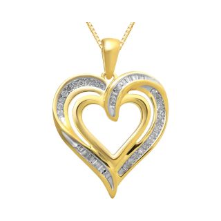 1/4 CT. T.W. Diamond Heart Pendant 14K Gold Over Sterling Silver, Womens