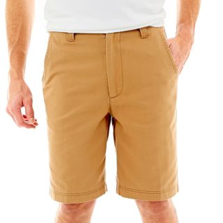 St. Johns Bay Flat Front Shorts, New Khaki, Mens
