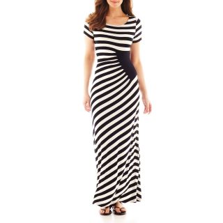 Ice Trulli Short Sleeve Striped Maxi Dress, Black/White