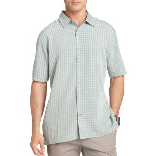 Van Heusen Short Sleeve Button Front Shirt, Aqua, Mens