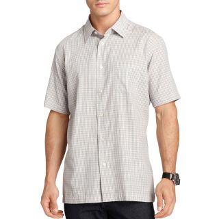 Van Heusen Short Sleeve Button Front Shirt, Gray, Mens