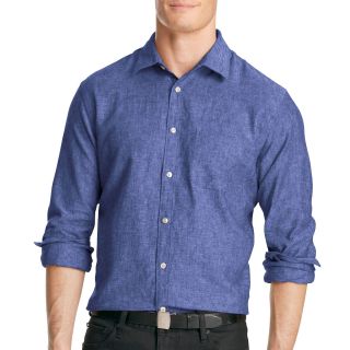 Van Heusen Button Front Shirt, Blue, Mens