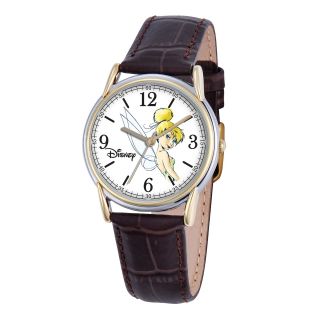 Disney Cardiff Womens Tinker Bell Brown Leather Watch