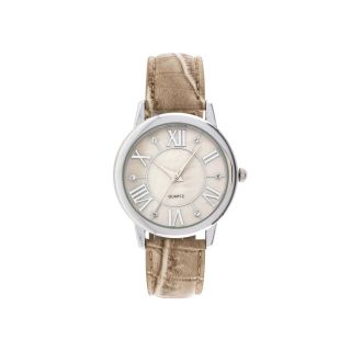 Womens Roman Numeral Pastel Strap Watch, Natural