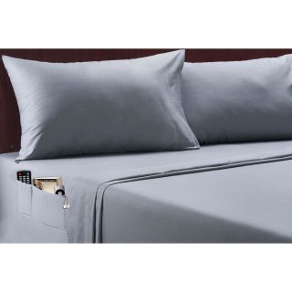 230tc Percale Pocket Sheet Set, Grey