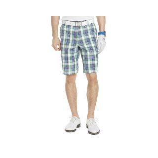 Izod Golf Plaid Shorts, Blue, Mens