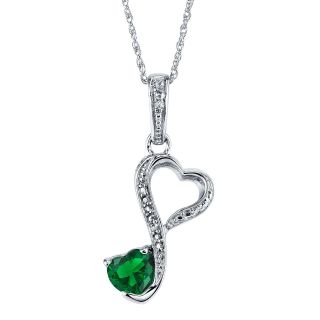 Love Grows Simulated Emerald & White Topaz Heart Pendant, Womens