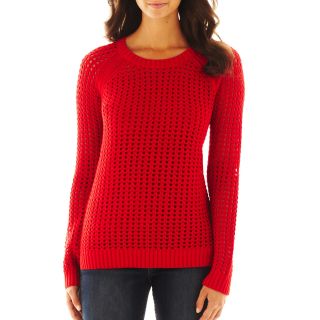 A.N.A Pointelle Openwork Sweater, Barbados Cherry, Womens