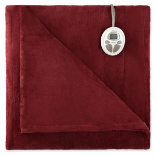 Sunbeam Microplush Heated Blanket, Garnet (Red)