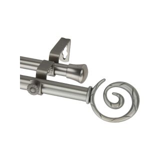 ROD DESYNE Double Curtain Rod with Spiral Finials, Satin Nickel