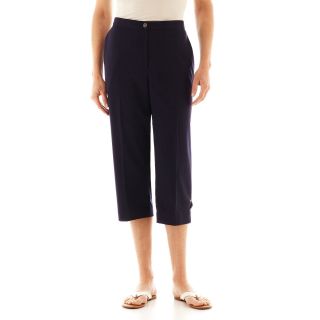 Alfred Dunner Santa Monica Rope Cuff Pull On Capris, Navy, Womens