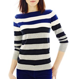 JOE FRESH Joe Fresh Striped Boatneck Sweater, Blue, Womens