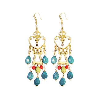 ZÖE + SYD Turquoise Howlite & Coral Chandelier Earrings, Womens