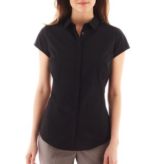 Worthington Essential Short Sleeve Shirt, Black