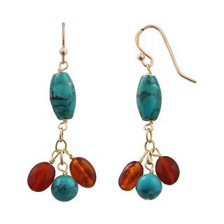 Art Smith by BARSE Turquoise & Amber Cluster Earrings, Womens