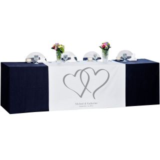 Heart Design Personalized Wedding Table Runner, Grey