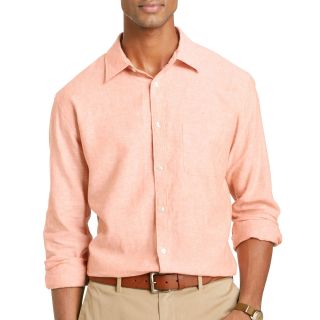 Van Heusen Button Front Shirt, Orange, Mens