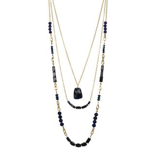 ROX by Alexa Blue Gemstone 3 Row Necklace, Womens