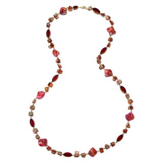 MIXIT Gold Tone Multicolor Beads and Shells Necklace, Orange