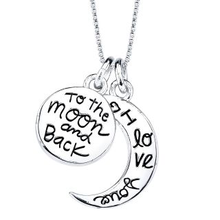 Sterling Silver I Love You to the Moon and Back Pendant, Womens