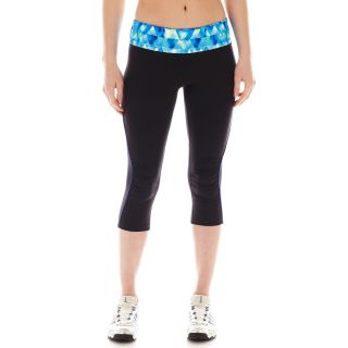 Xersion Fitted Shirred Side Inset Capris, Black, Womens